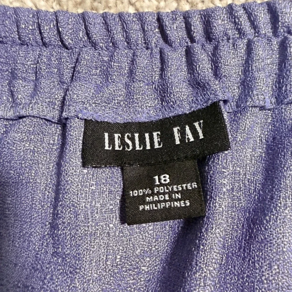 Leslie Fay Purple Textured A-Line Skirt Elastic Back Size 18 141223M